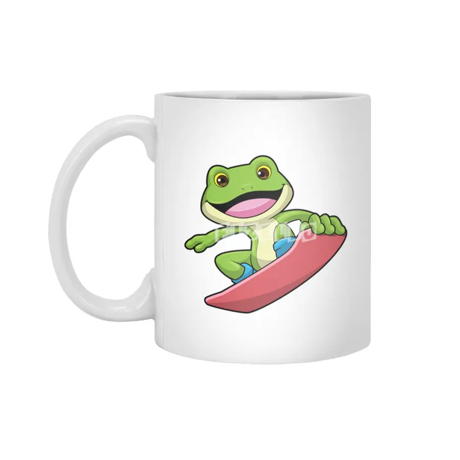 Frog as Snowboarder with Snowboard Beyaz Kupa