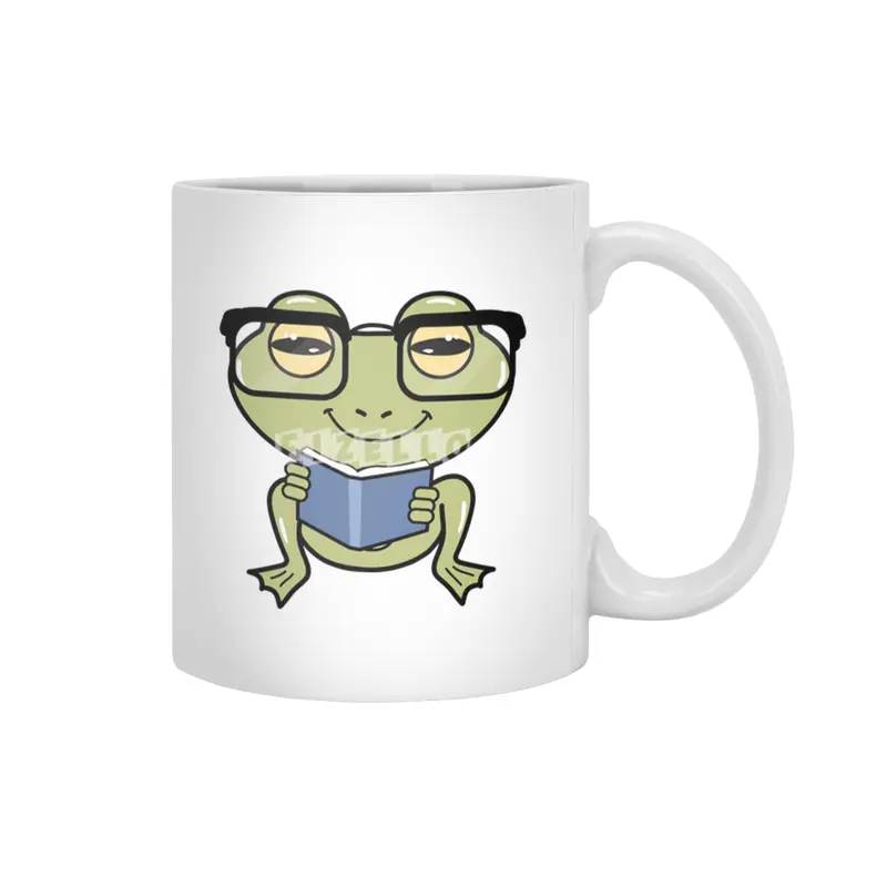 Frog as Student with Book Beyaz Kupa