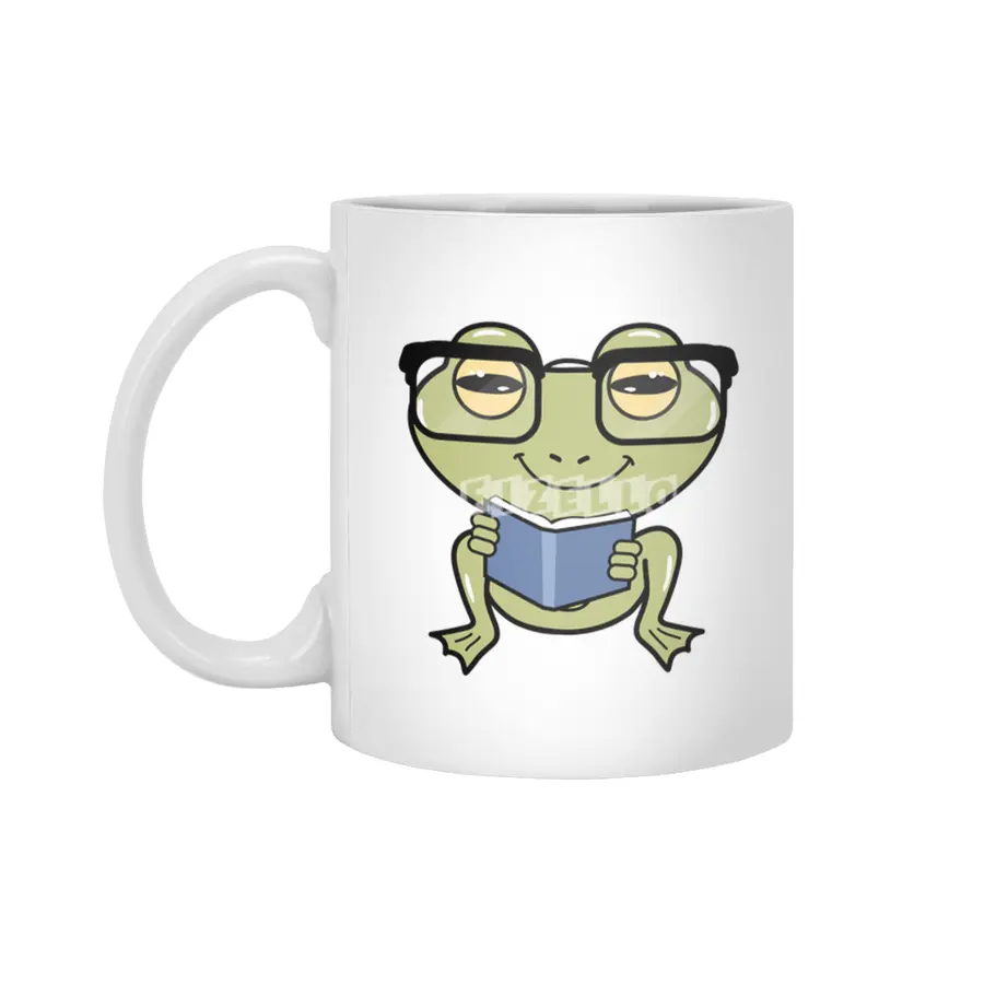 Frog as Student with Book Beyaz Kupa