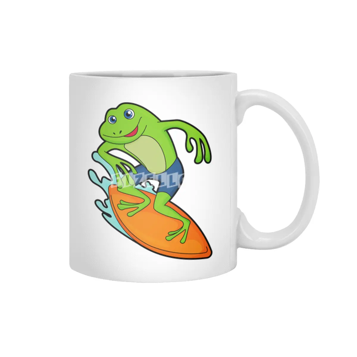 Frog as Surfer with Surfboard Beyaz Kupa