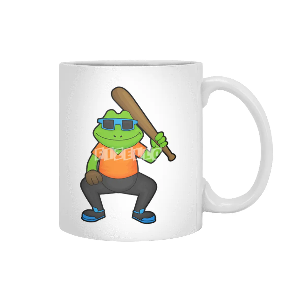 Frog at Baseball with Baseball bat & Sunglasses Beyaz Kupa