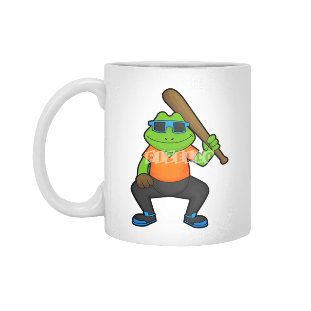 Frog at Baseball with Baseball bat & Sunglasses Beyaz Kupa