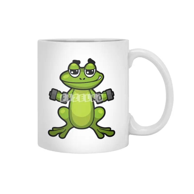 Frog at Biceps training with Dumbbells Beyaz Kupa