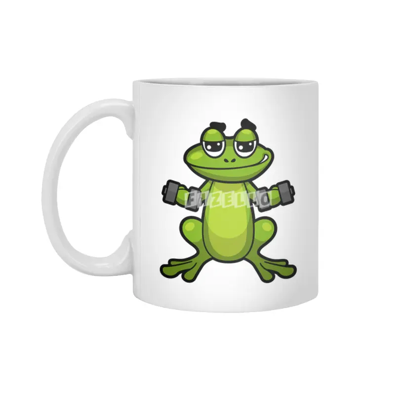 Frog at Biceps training with Dumbbells Beyaz Kupa