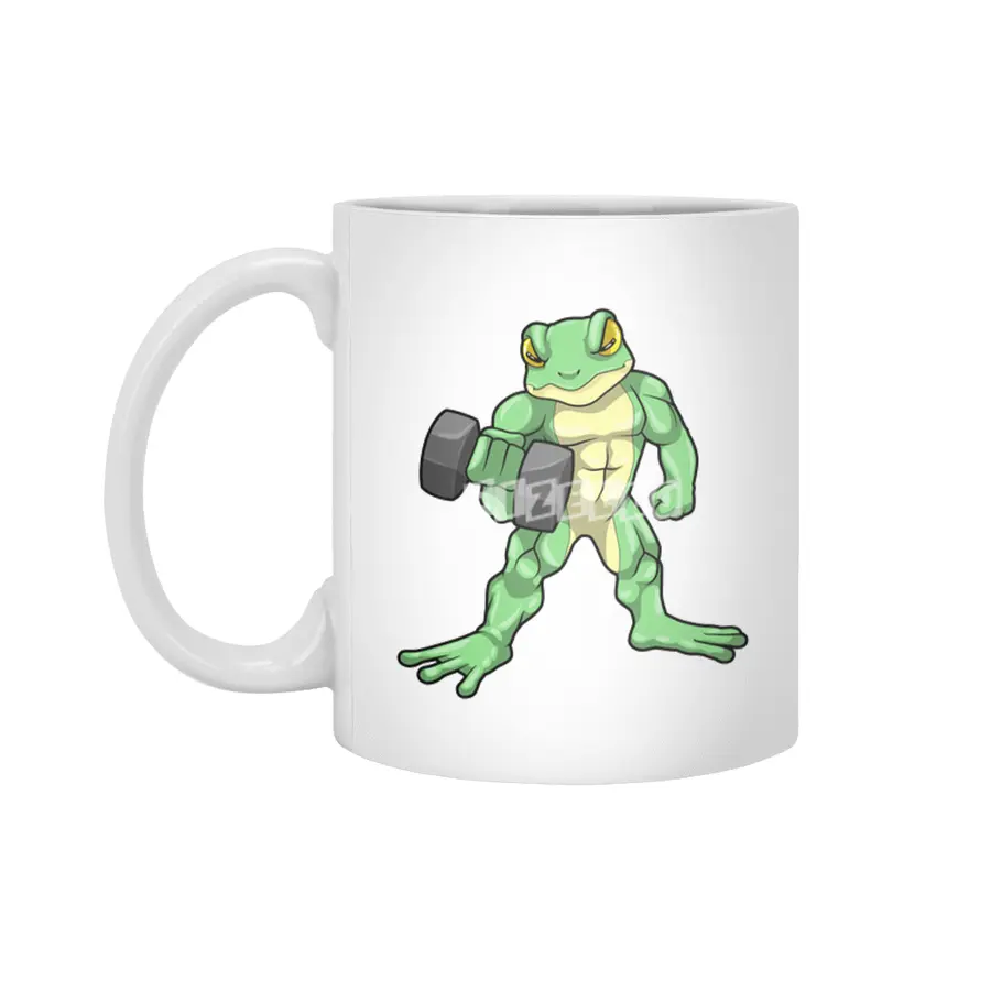 Frog at Bodybuilding with Dumbbell Beyaz Kupa