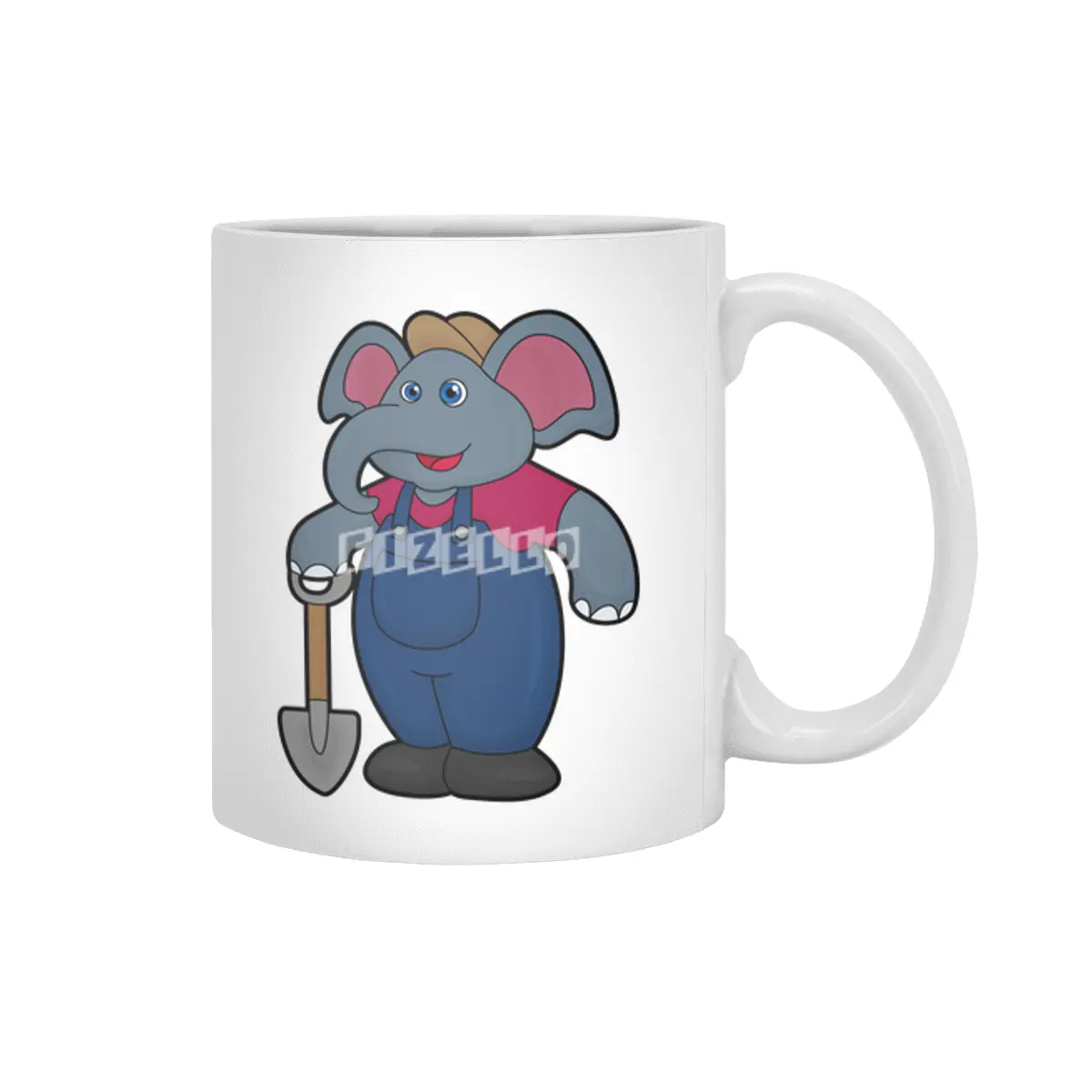 Elephant as Farmer with Shovel Beyaz Kupa