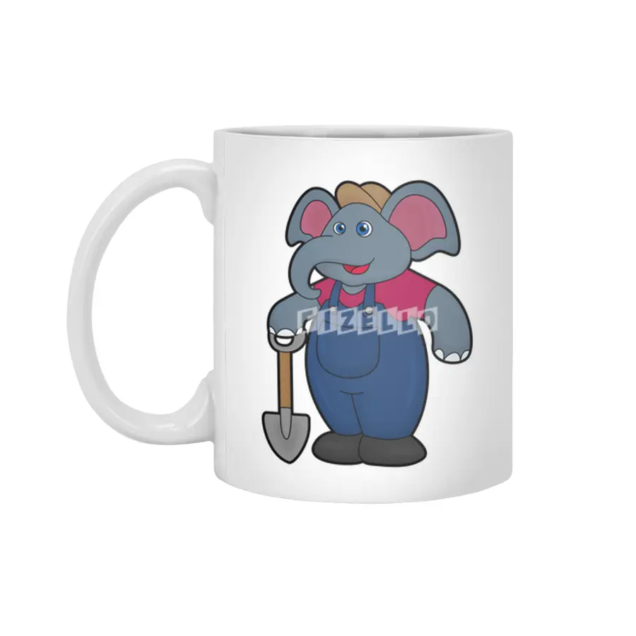 Elephant as Farmer with Shovel Beyaz Kupa