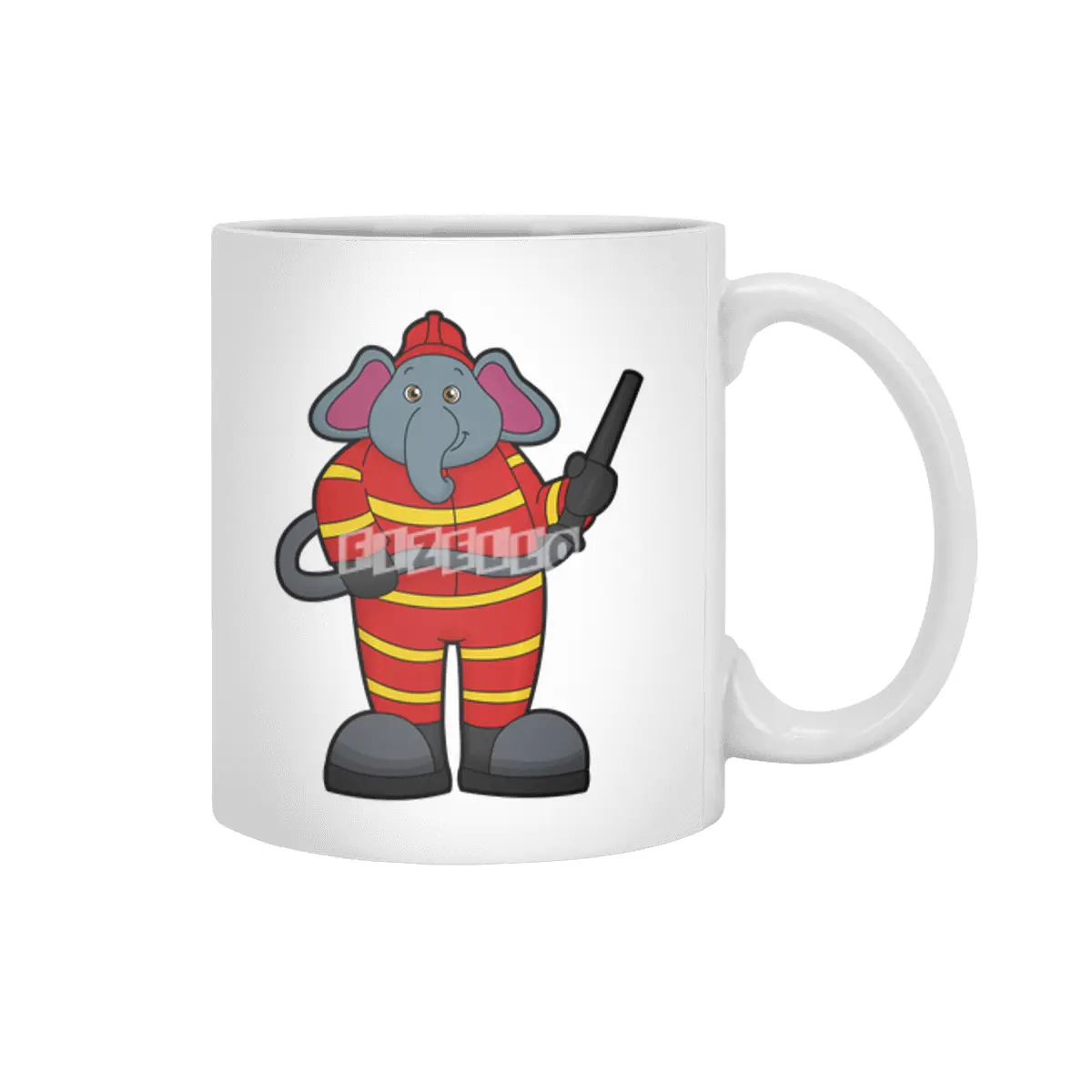 Elephant as Firefighter with Hose Beyaz Kupa