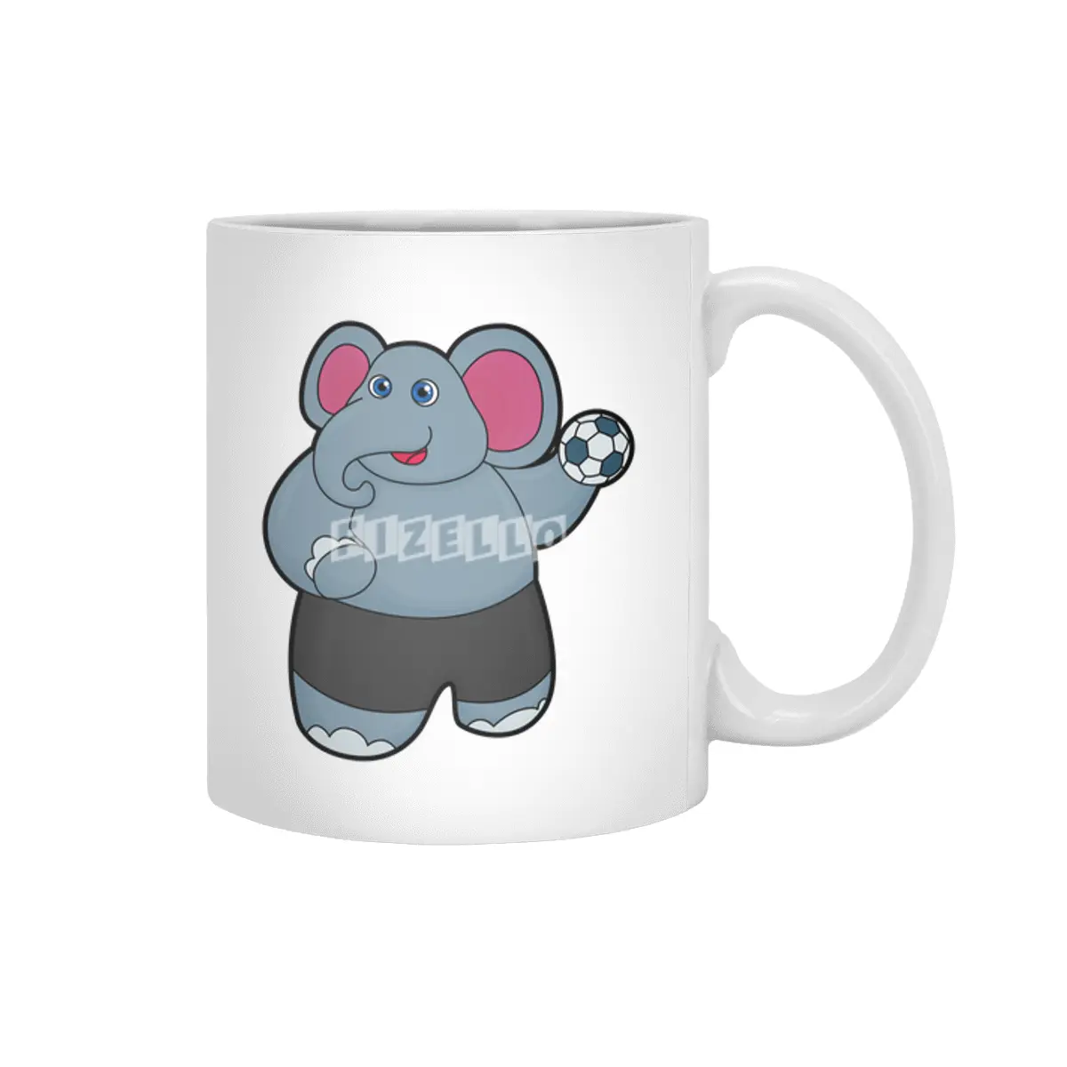 Elephant as Handball player with Handball ball Beyaz Kupa