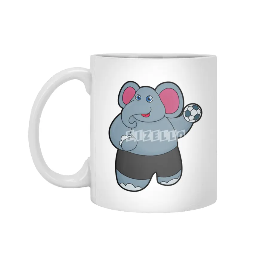 Elephant as Handball player with Handball ball Beyaz Kupa