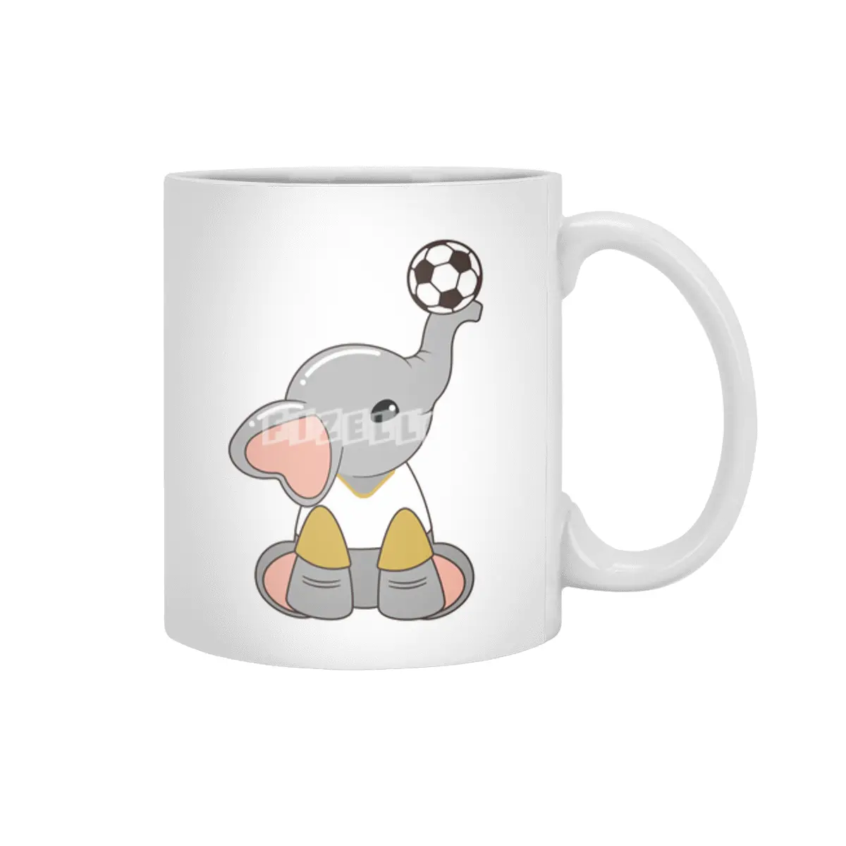 Elephant as Soccer player with Soccer ball Beyaz Kupa