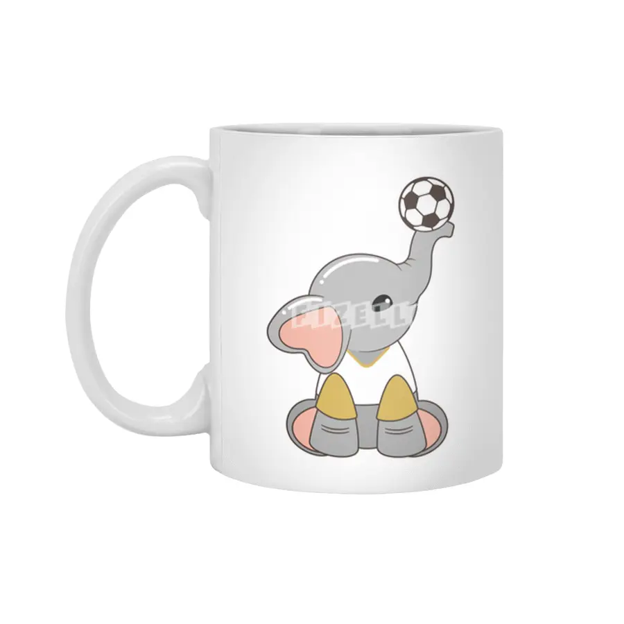 Elephant as Soccer player with Soccer ball Beyaz Kupa
