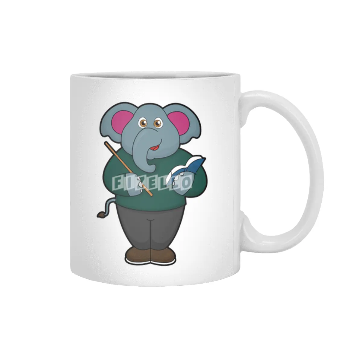 Elephant as Teacher with Book & Pointer Beyaz Kupa