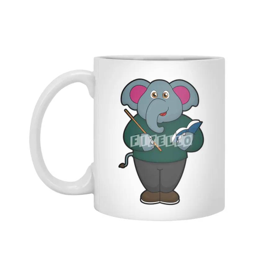 Elephant as Teacher with Book & Pointer Beyaz Kupa