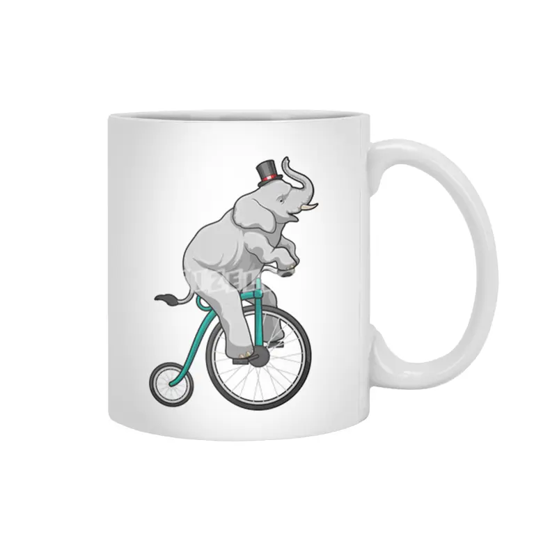 Elephant at Circus with Bicycle Beyaz Kupa