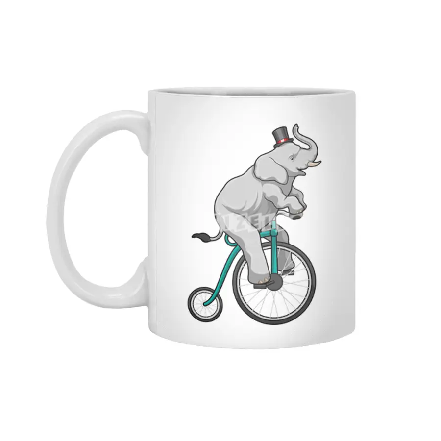 Elephant at Circus with Bicycle Beyaz Kupa