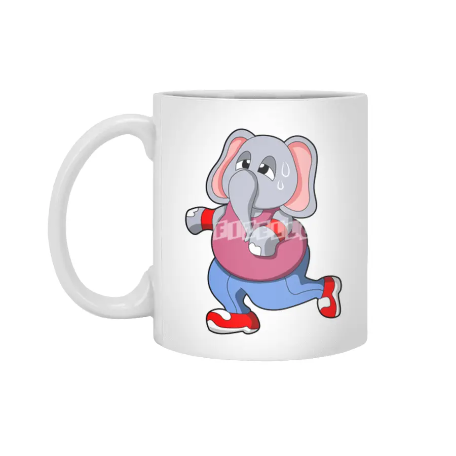 Elephant at Fitness - Jogging with Sweatband Beyaz Kupa