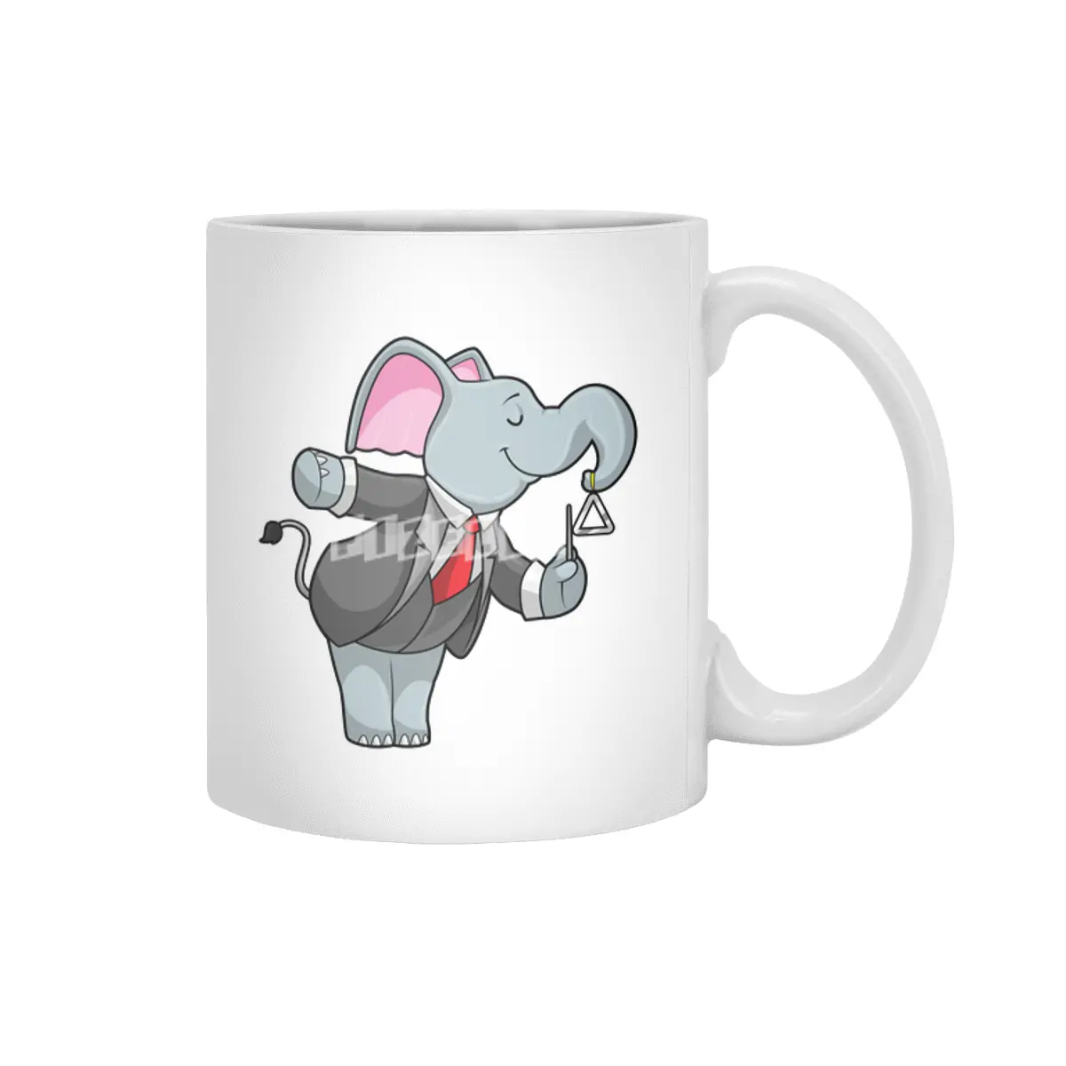 Elephant at Music with Triangle Beyaz Kupa