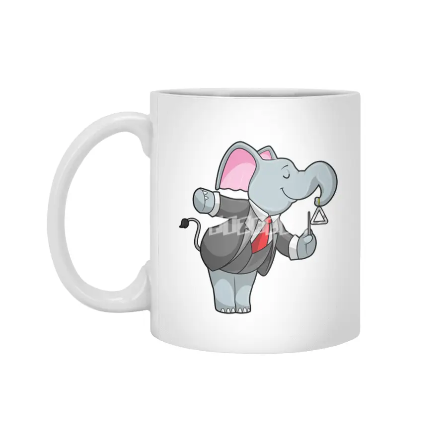 Elephant at Music with Triangle Beyaz Kupa