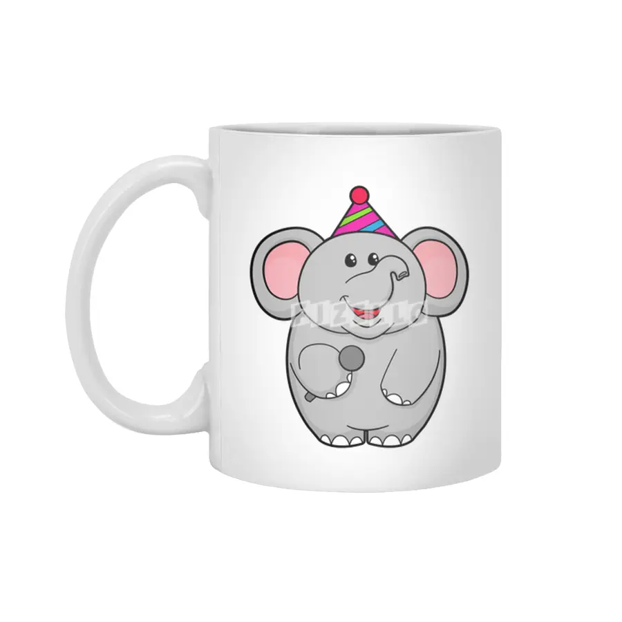 Elephant at Party with Microphone Beyaz Kupa