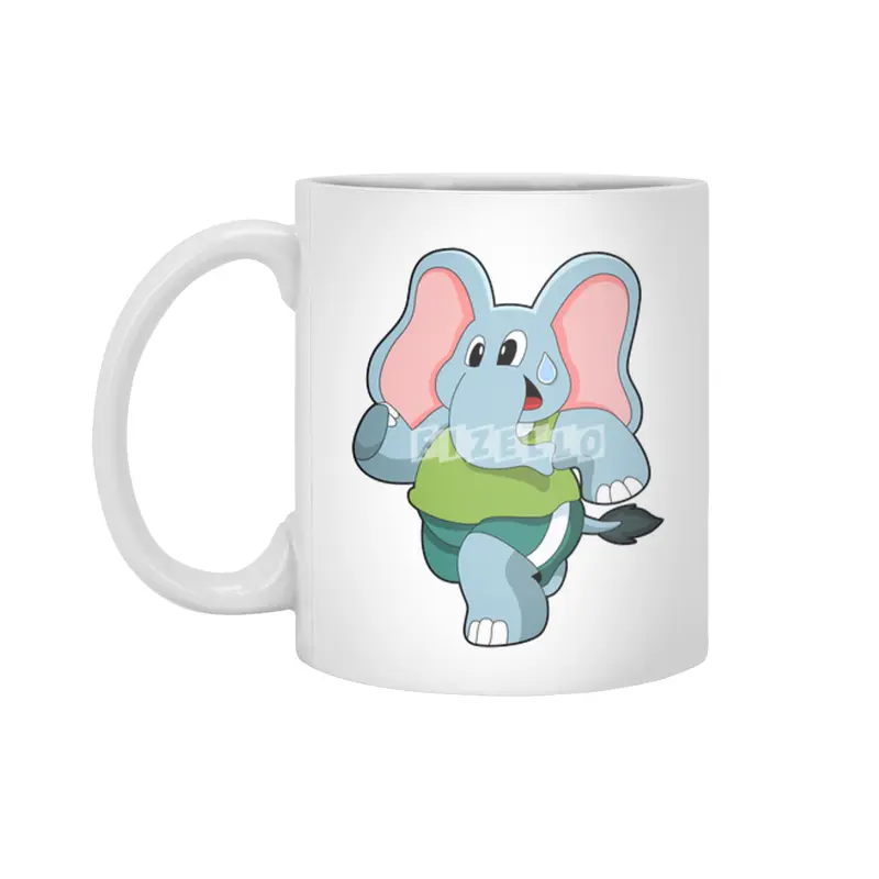 Elephant at Running Beyaz Kupa