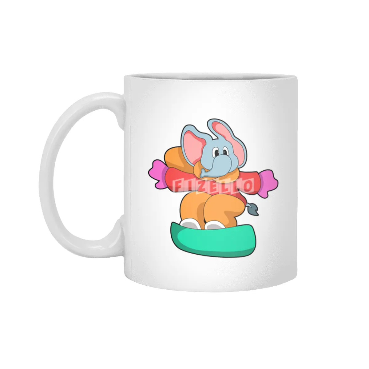 Elephant at Snowboarding with Snowboard Beyaz Kupa