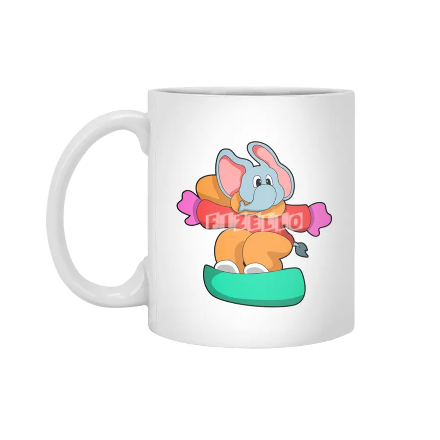 Elephant at Snowboarding with Snowboard Beyaz Kupa