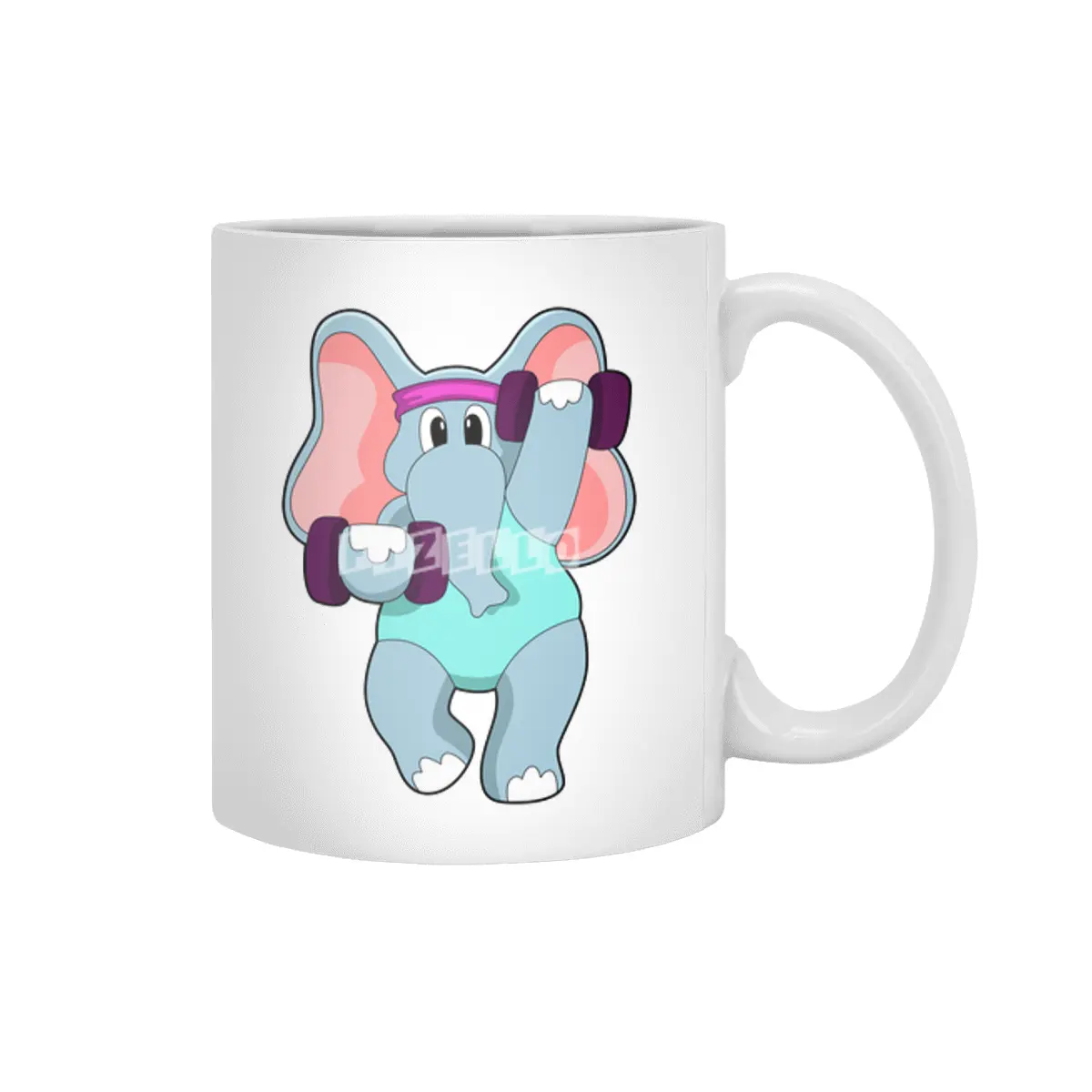 Elephant at Strength training with Dumbbells Beyaz Kupa