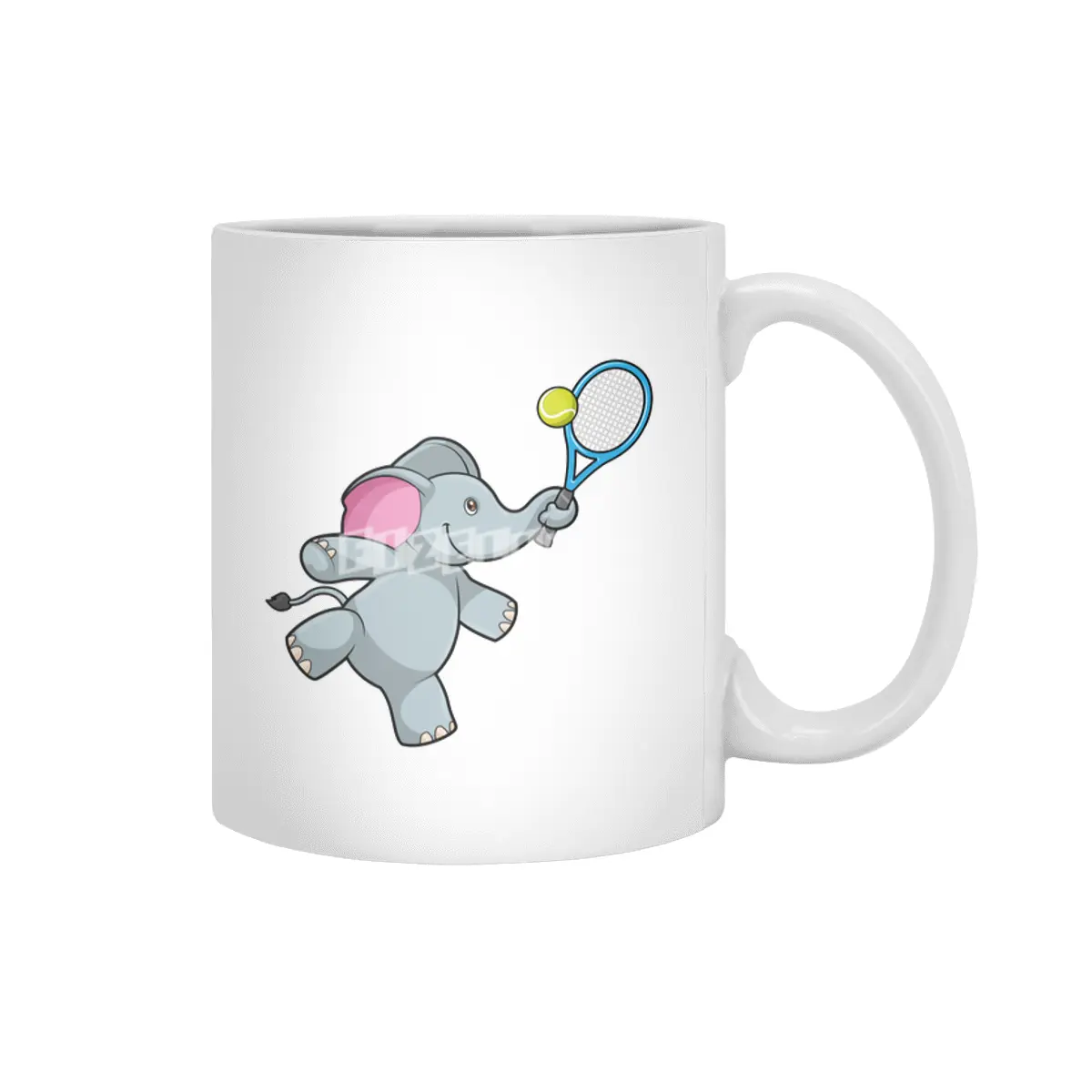 Elephant at Tennis with Tennis racket Beyaz Kupa