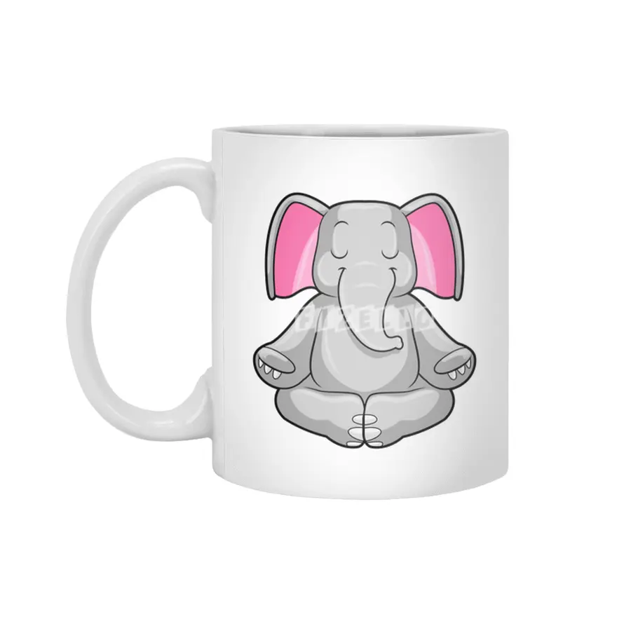 Elephant at Yoga in Cross-legged Beyaz Kupa