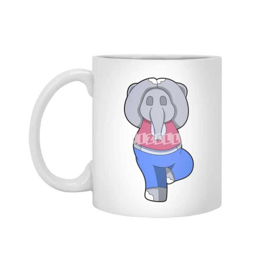 Elephant at Yoga in Standing Beyaz Kupa