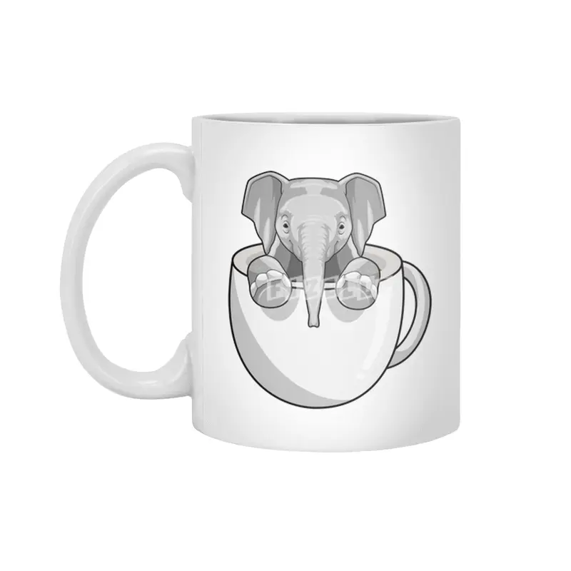 Elephant with Cup Beyaz Kupa