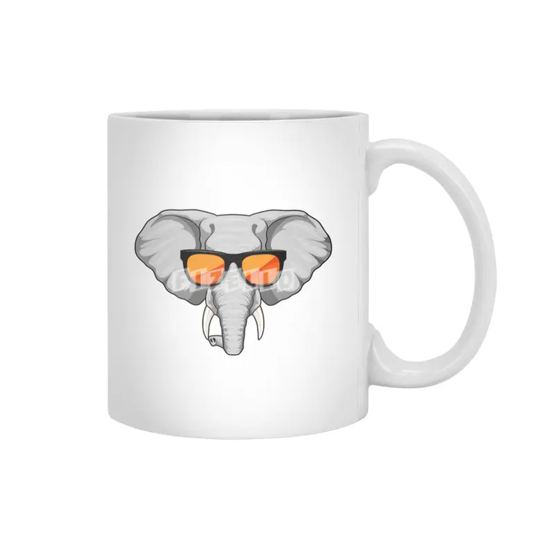 Elephant with Sunglasses Beyaz Kupa