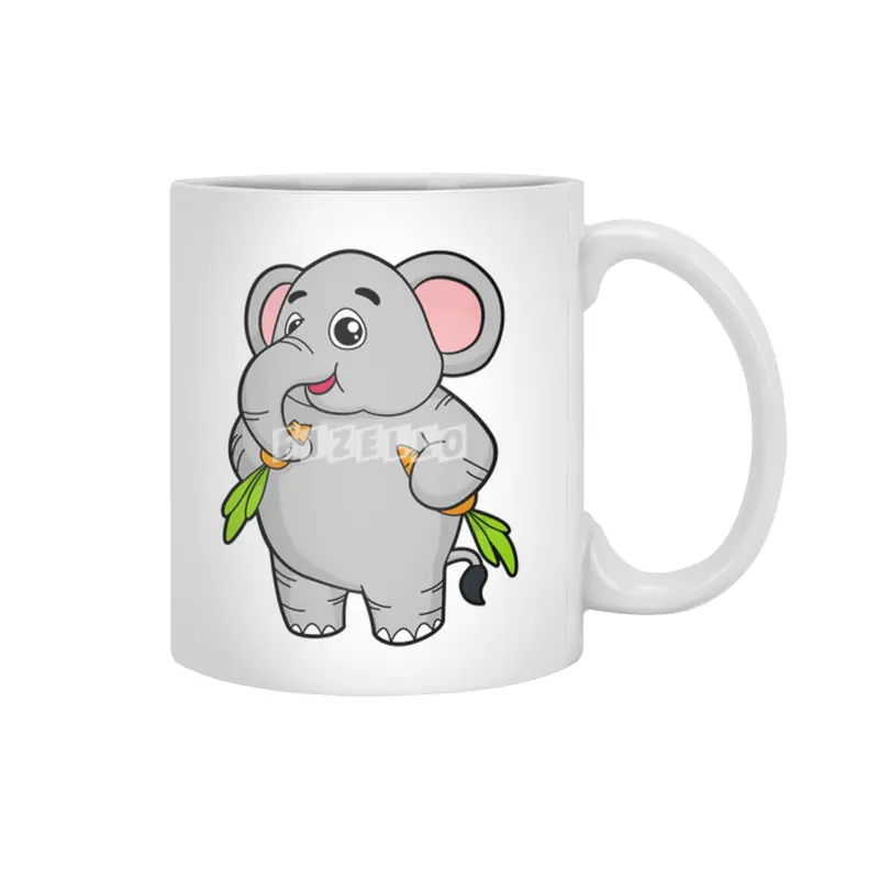 Elephants with Carrots Beyaz Kupa