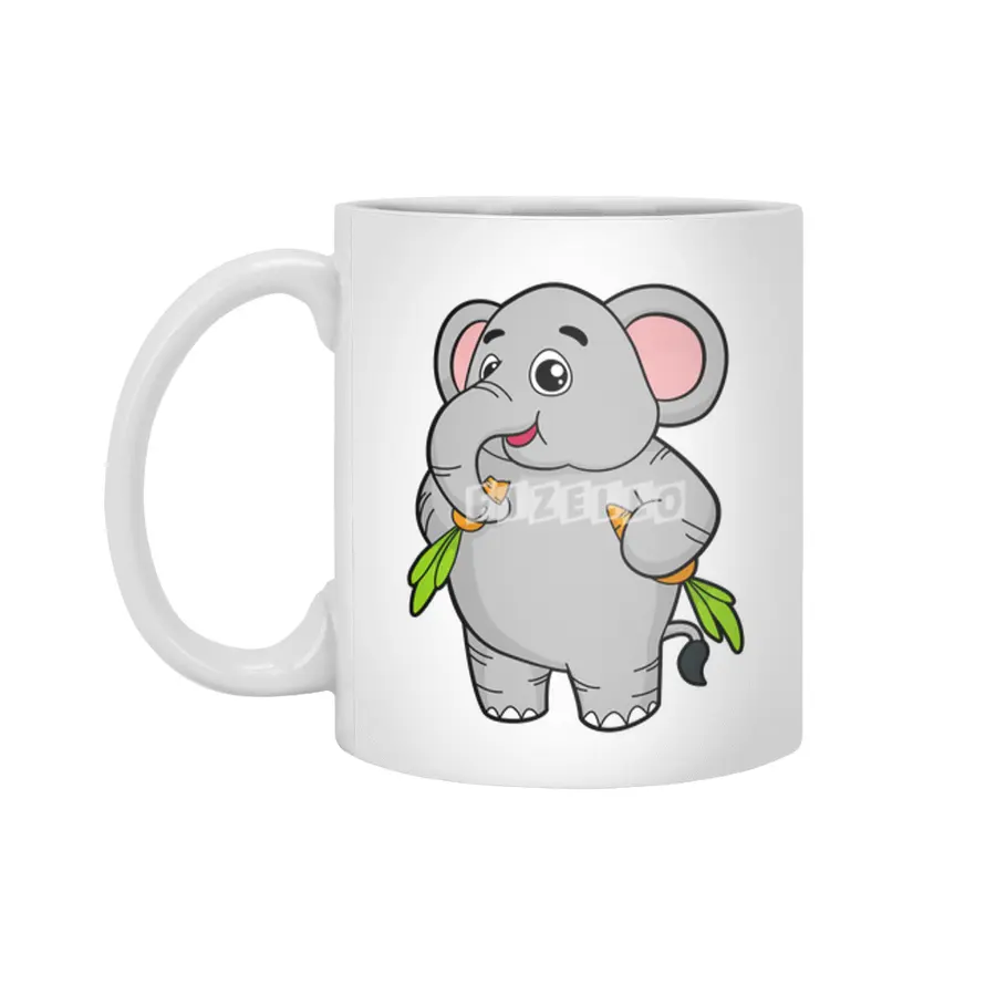 Elephants with Carrots Beyaz Kupa