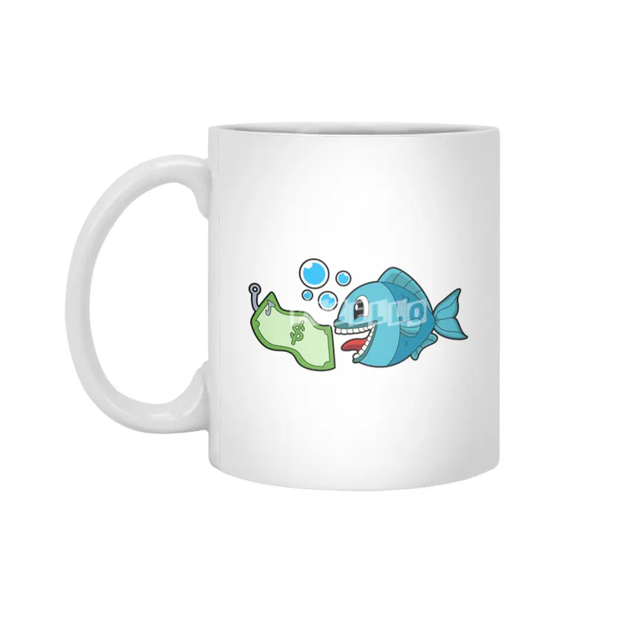 Fish with Bank note Beyaz Kupa
