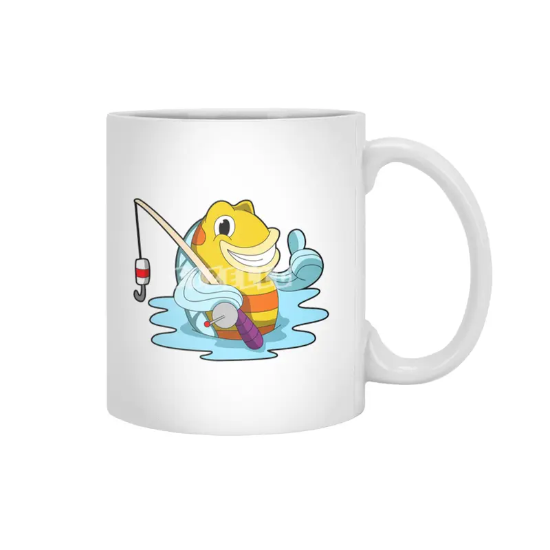 Fish with Fishing rod in Water Beyaz Kupa