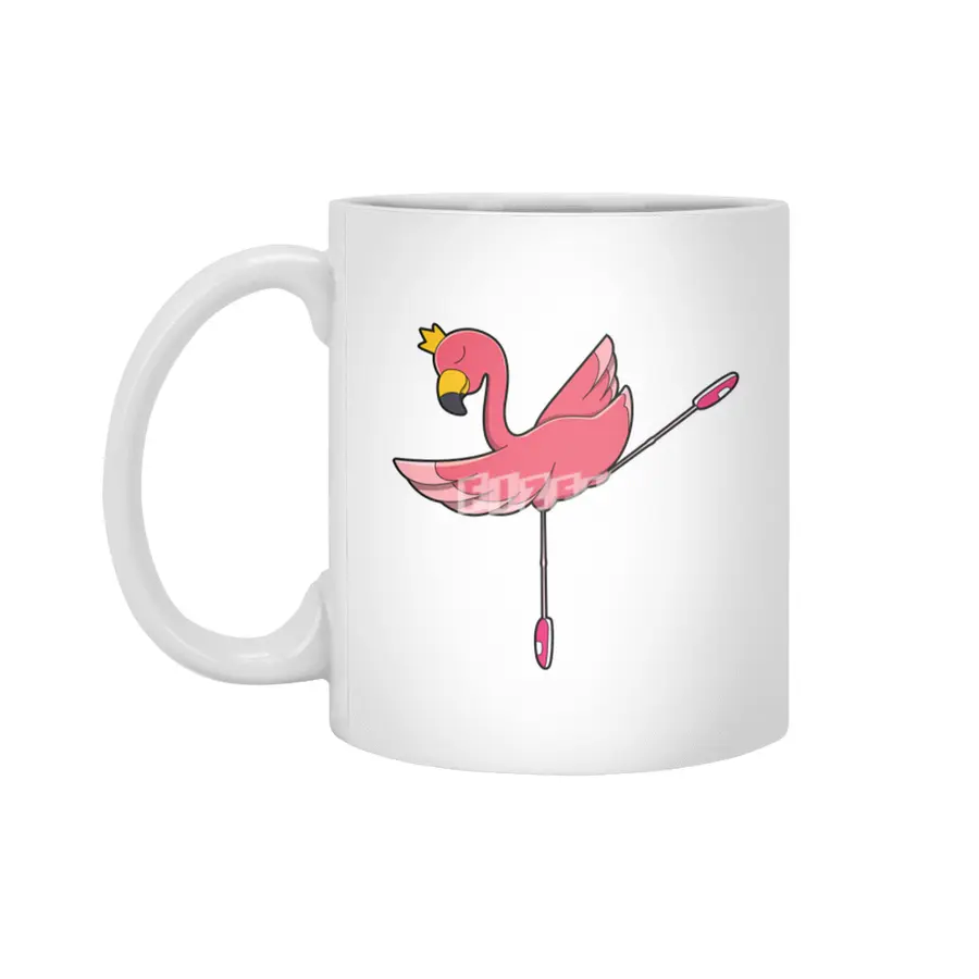 Flamingo as Ballerina at Ballet with Crown Beyaz Kupa
