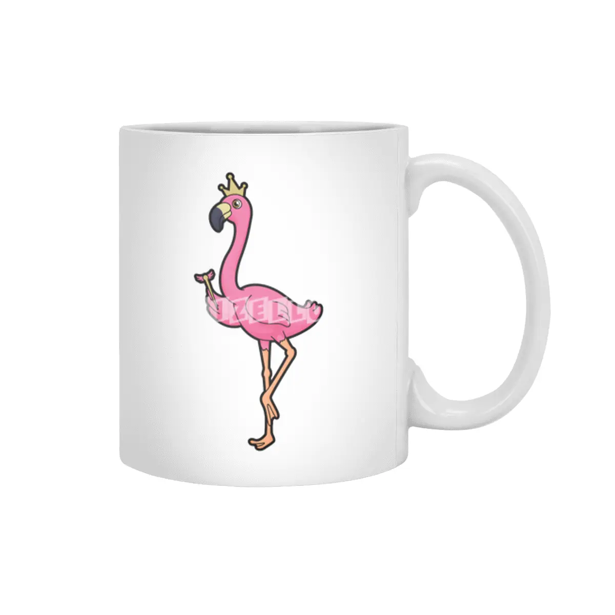 Flamingo as King with Crown & Staff Beyaz Kupa