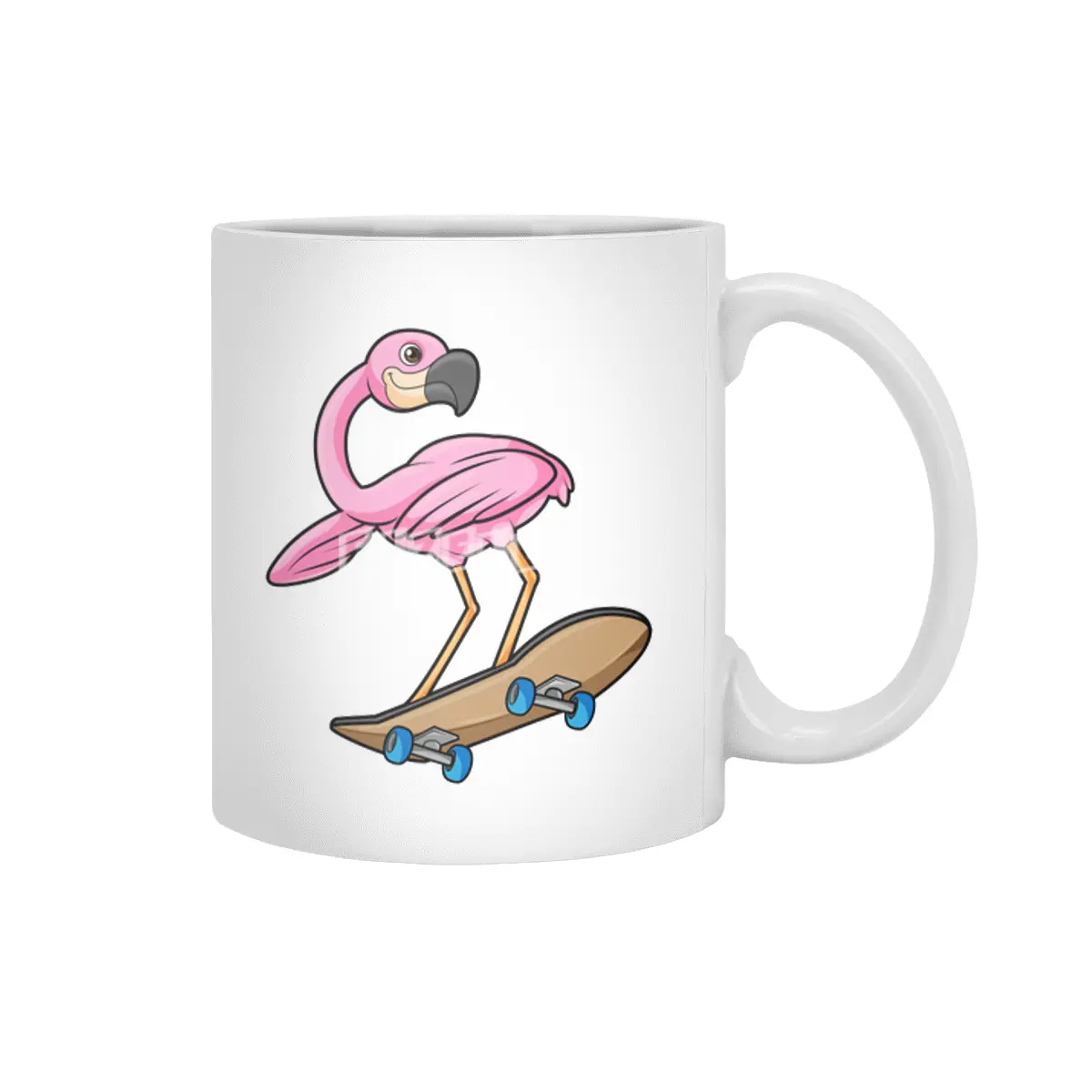 Flamingo as Skater with Skateboard Beyaz Kupa