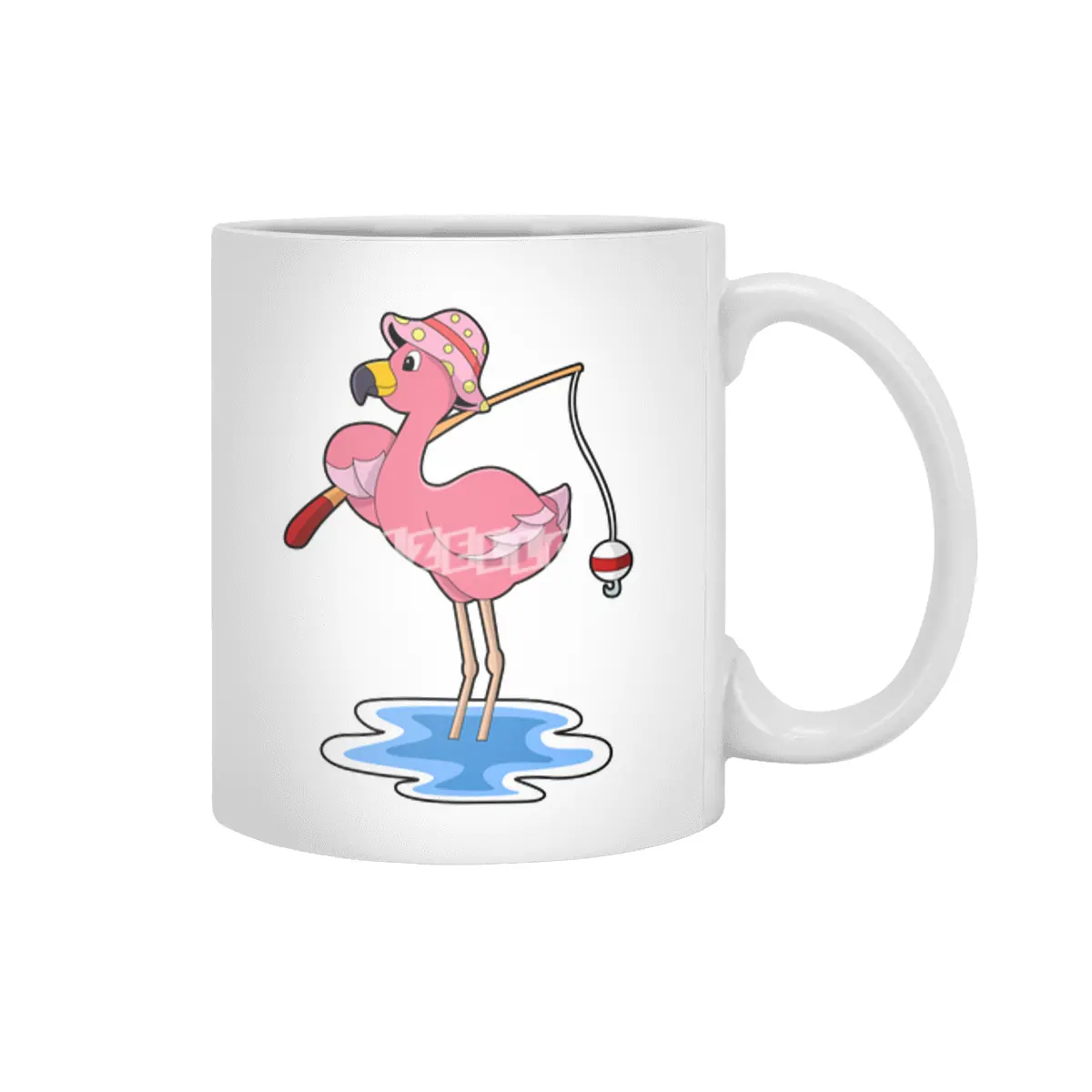 Flamingo at Fishing with Fishing rod Beyaz Kupa