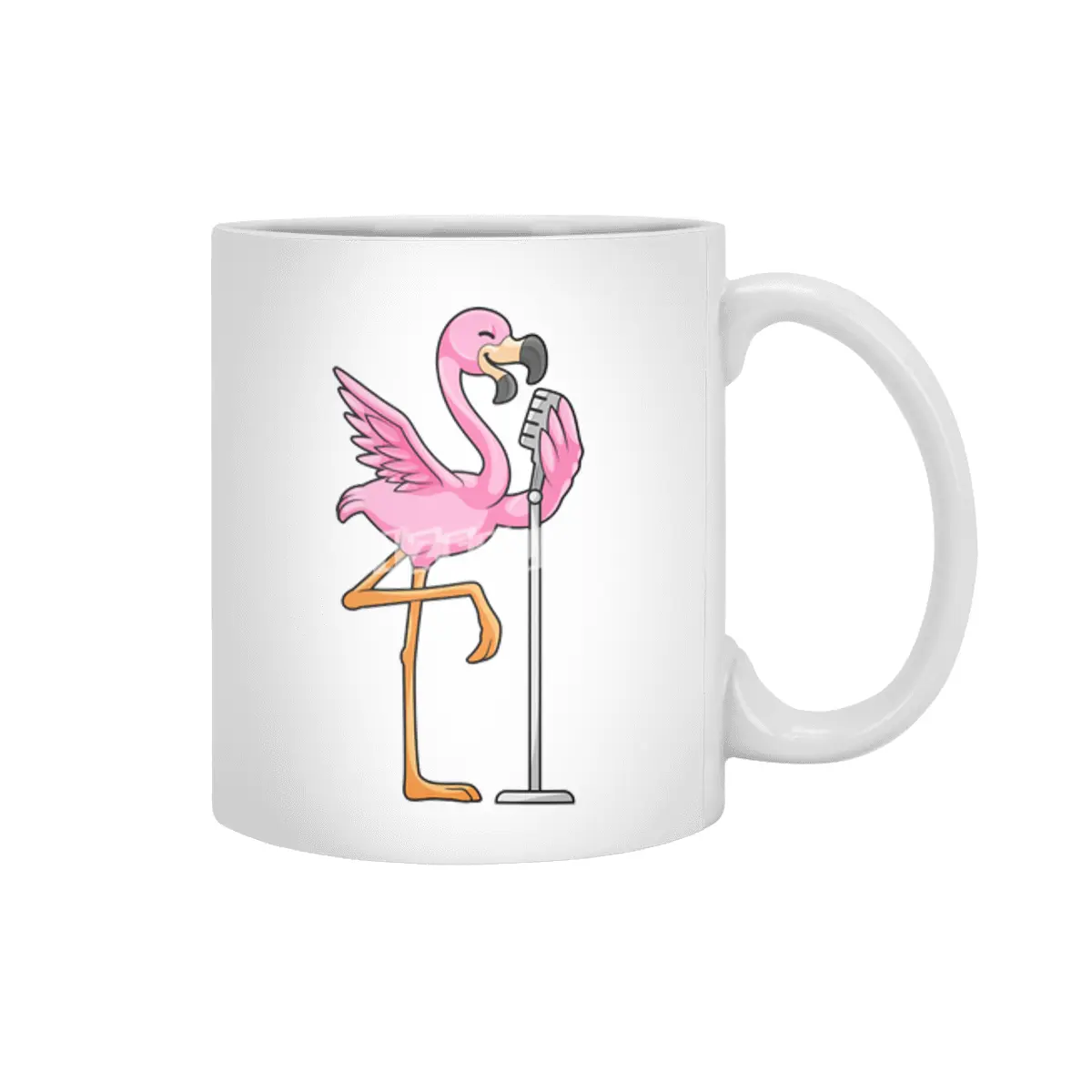 Flamingo at Singing with Microphone Beyaz Kupa