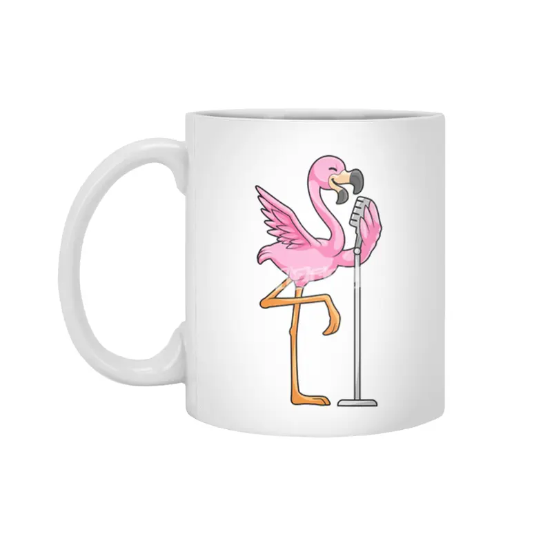 Flamingo at Singing with Microphone Beyaz Kupa