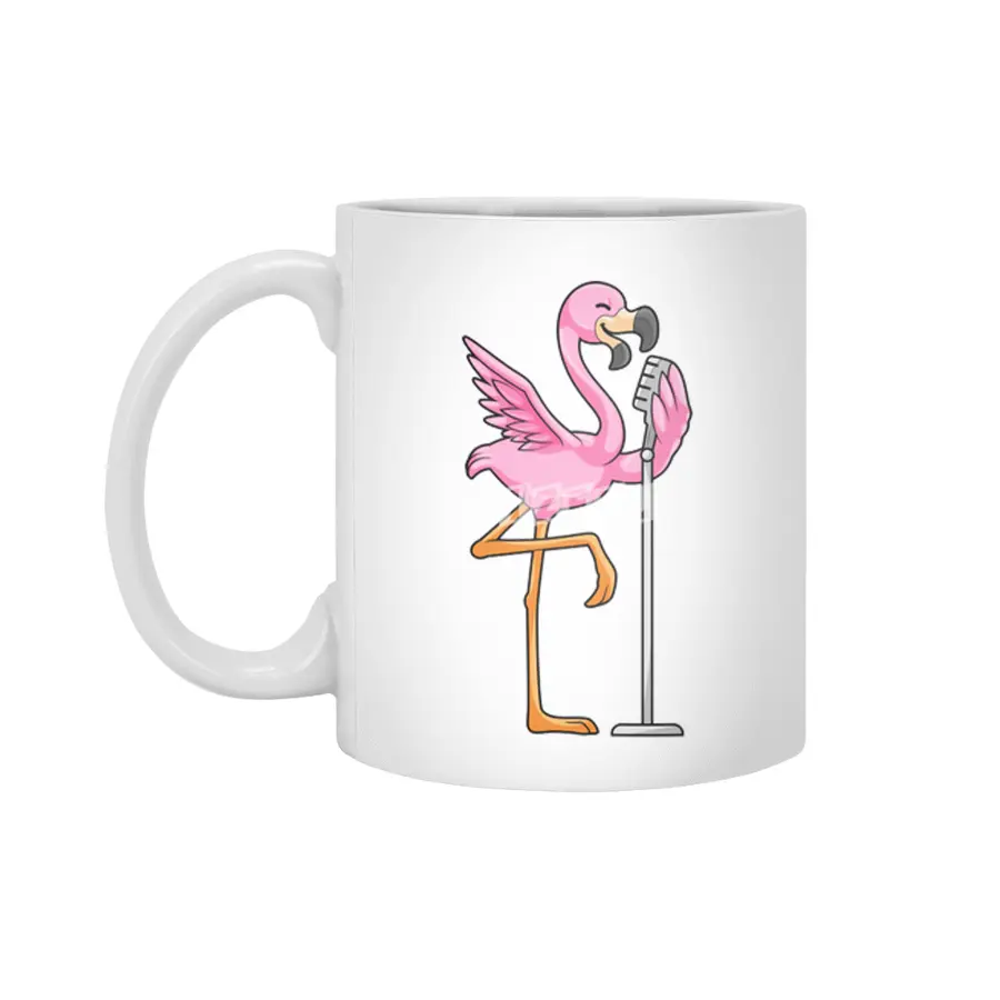 Flamingo at Singing with Microphone Beyaz Kupa