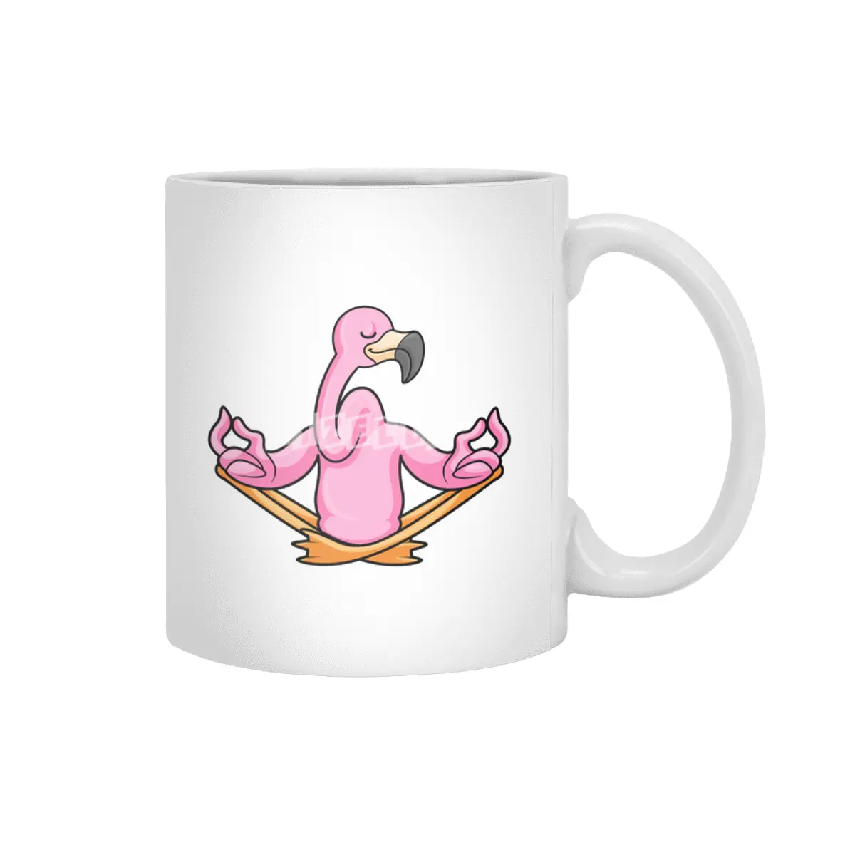 Flamingo at Yoga in Cross-legged Beyaz Kupa