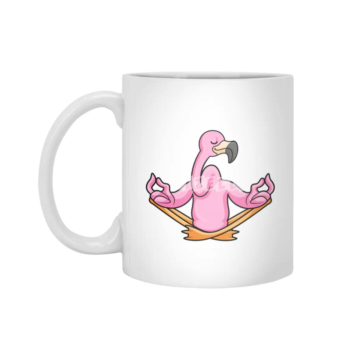 Flamingo at Yoga in Cross-legged Beyaz Kupa
