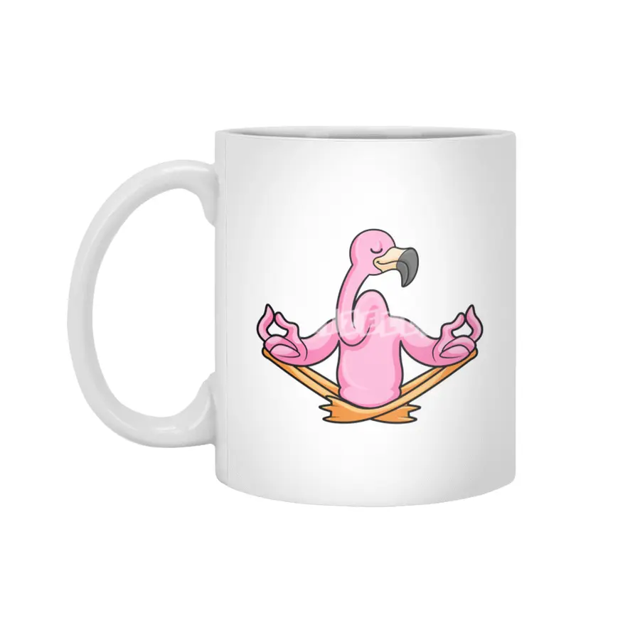 Flamingo at Yoga in Cross-legged Beyaz Kupa