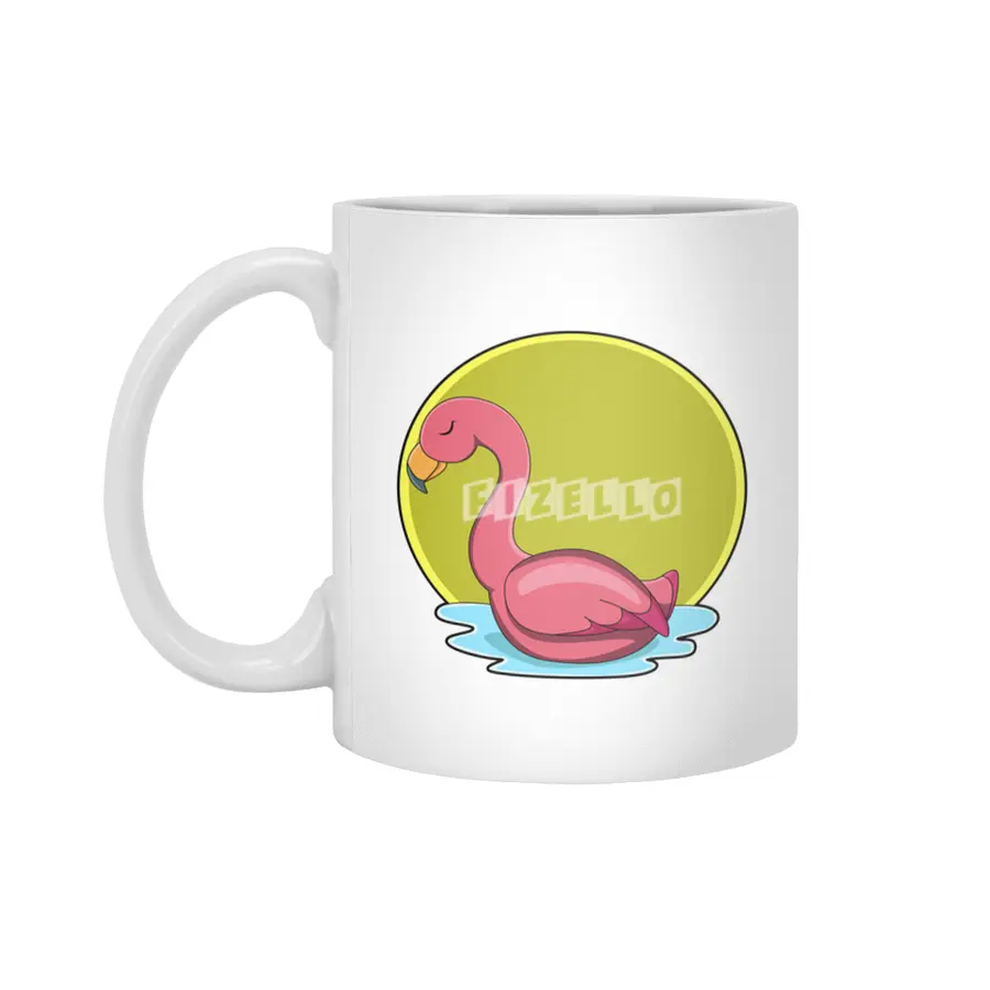Flamingo in Water with Sun Beyaz Kupa