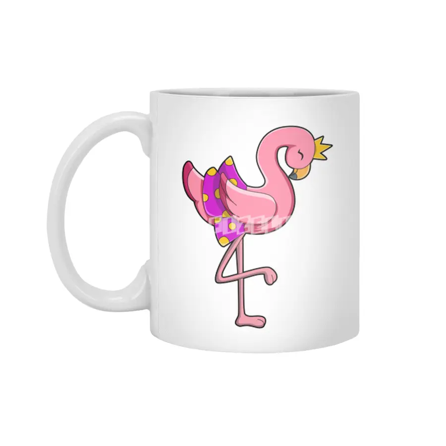 Flamingo with Crown & Skirt Beyaz Kupa