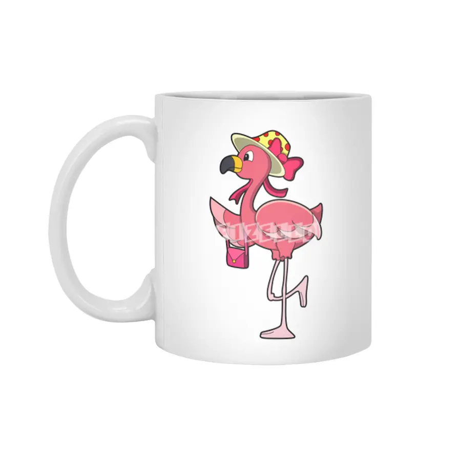 Flamingo with Handbag & Hat Beyaz Kupa